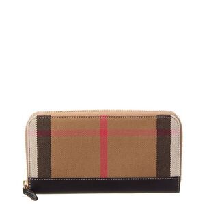 Burberry Large Canvas & Leather Zip Around Wallet, Black